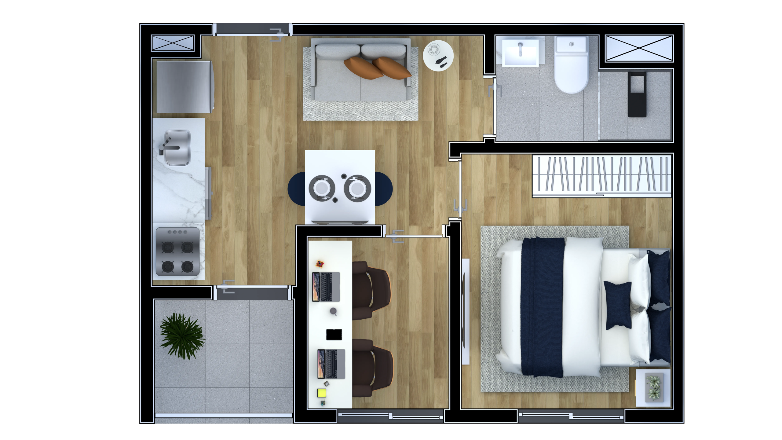 1 Dorm. + Office